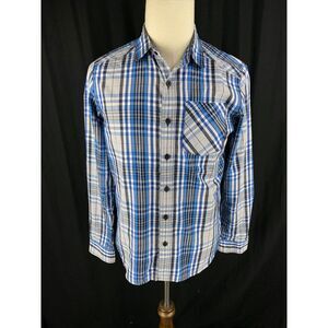Prana Mens Size SML Button Down Long Sleeve Shirt Plaid Tartan‎ Cotton